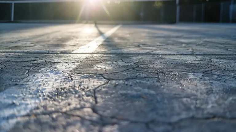 sun exposed tennis court without polypave